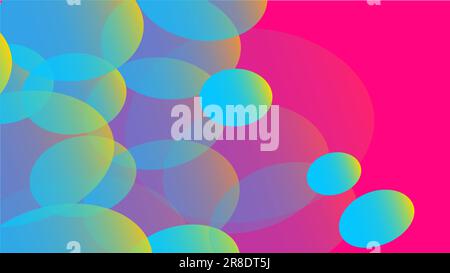 Texture of transparent blue abstract three-dimensional unique magic round and oval different shapes of light beautiful air cosmic bubbles, drops on a Stock Vector