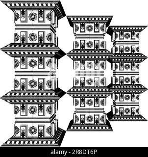 Antique Pillar Vector. Illustration Isolated On White Background. Classic Pylon Pillar Texture Pattern Background. Stock Vector