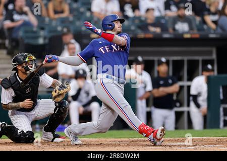 CHICAGO, IL - JUNE 20: Texas Rangers catcher Jonah Heim (28) reacts ...