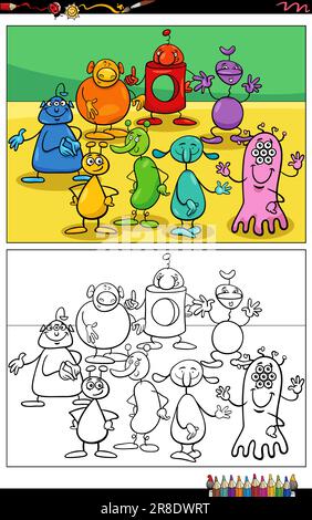 Cartoon Illustrations of Monsters or Aliens Comic Fantasy Characters ...