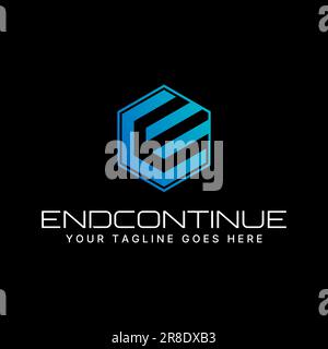 Logo design graphic concept creative abstract premium free vector stock letter E or CE font on negative space hexagon. Related to typography monogram Stock Vector