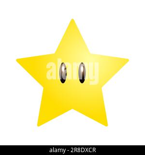 Super Mario Star from mario game. Editorial illustration isolated on white background Stock Vector