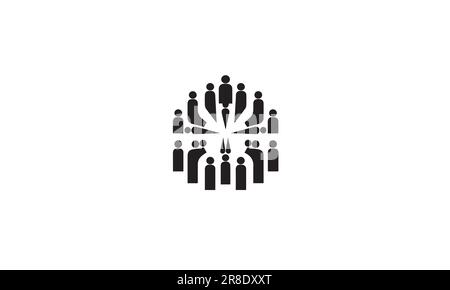 Cooperation logo and Diversity logo design black simple flat icon on white background Stock Vector