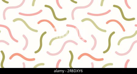 Abstract squiggle pattern background border. Fun modern boho design element of wavy lines in a tossed border design. Stock Vector