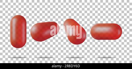 3D Classic Jelly Pills from Different Angles Stock Vector
