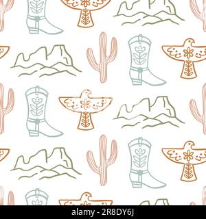 Western Seamless Pattern. Cowboy Wild West Print Stock Vector