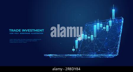 Trade investment concept. Digital graph chart on laptop screen. Stock Vector