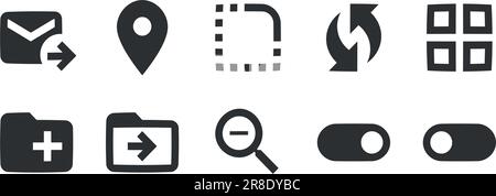 Set of 10 icons Actions. Modern thin line icons. Outline isolated signs. for mobile and web. Thin filled icons pack. UX UI Stock Vector