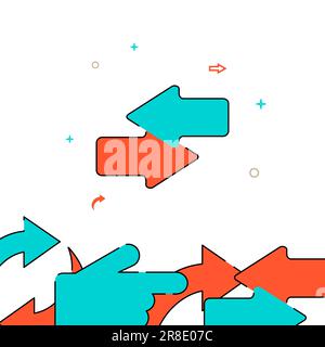Two side opposite transfer arrows filled line vector icon, simple illustration, related bottom border. Stock Vector