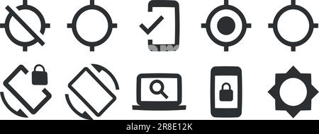 Set of 10 icons Device. Creative business solutions icon set. Outline isolated signs. for mobile and web. Big UI icon set. UI and UX Stock Vector
