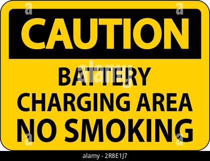 Caution Sign Battery Charging Area, No Smoking Stock Vector
