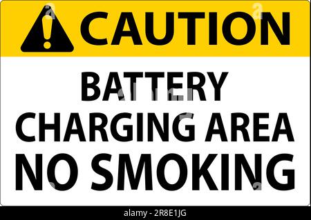 Caution Sign Battery Charging Area, No Smoking Stock Vector