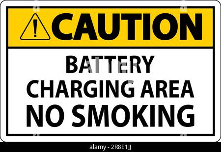 Caution Sign Battery Charging Area, No Smoking Stock Vector