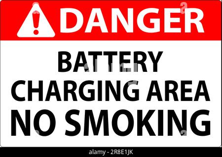 Danger Sign Battery Charging Area, No Smoking Stock Vector