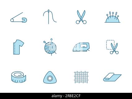 sewing line filled vector icons Stock Vector