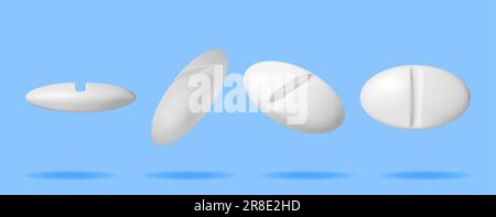 3D Classic Pills from Different Angles Collection Stock Vector