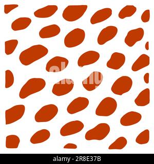 Boho polka dots tile. Terracotta hand-drawn circles isolated on white background. Abstract Random points ornament with frame. Vector oval illustration Stock Vector