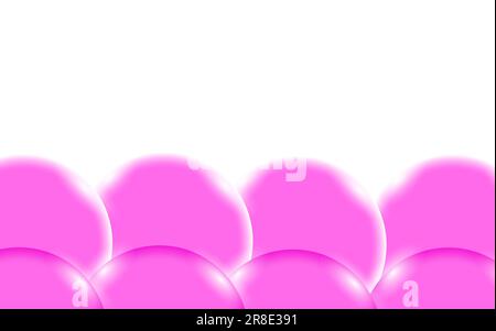Pink abstract shiny beautiful and convex smooth three-dimensional simple balls, bubbles, eggs circles with glare of light located from the bottom on a Stock Vector