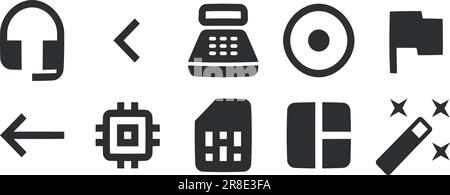 Set of 10 icons Hardware Line icons collection. Outline isolated signs. Linear symbols set. Big UI icon set. UI and UX Stock Vector