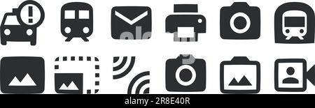 Set of 12 icons Image. Creative business solutions icon set. Outline isolated signs. for mobile and web. Big UI icon set. Vector illustration Stock Vector