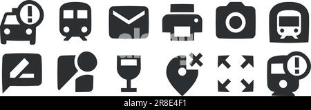 Set of 12 icons Maps. A set vector icons. Outline isolated signs. Linear icons set. Thin filled icons pack. UI and UX Stock Vector