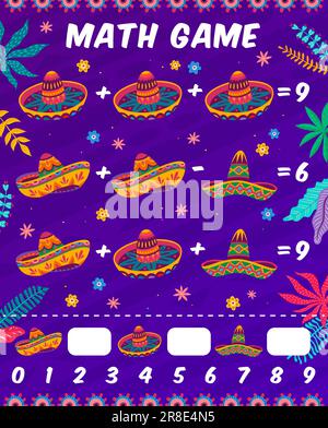 Sombrero Method Math Math game worksheet mexican sombrero hats and flowers. Vector ...