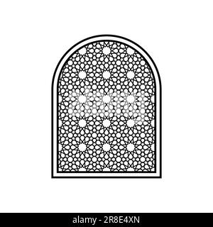 Carved oriental window in silhouette style for print and design.Vector illustration. Stock Vector