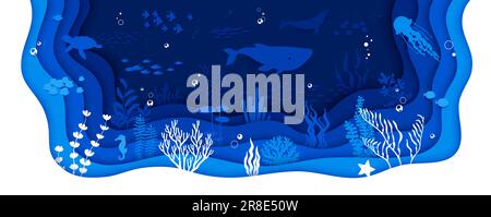 Beauty landscape underwater with whale silhouettes Stock Vector Image ...