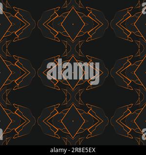 Black and orange seamless pattern with futuristic original abstract pattern. Repeating elegant geometric texture. Seamless vector illustration. Stock Vector