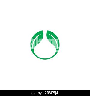 Leaf logo Fresh Design. Letter O Leaf Logo Stock Vector