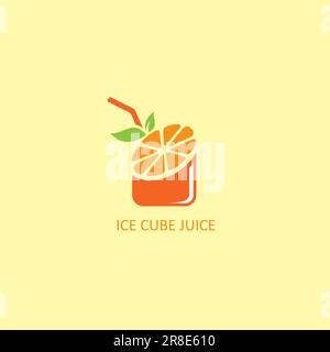 Ice Juice Orange Logo. DrinkFresh Logo Design Stock Vector