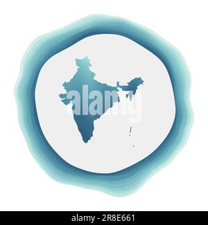 India logo. Badge of the country. Layered circular sign around India border shape. Creative vector illustration. Stock Vector