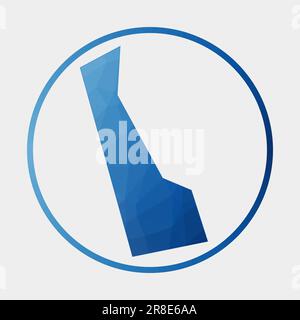 Delaware icon. Polygonal map of the us state in gradient ring. Round low poly Delaware sign. Vector illustration. Stock Vector