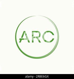 Logo design graphic concept creative abstract premium free vector stock letter ARC cutting font with circle scratch. Related to initial typo monogram Stock Vector