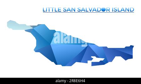 Vector polygonal Little San Salvador Island map. Vibrant geometric island in low poly style. Astonishing illustration for your infographics. Technolog Stock Vector