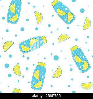 Refreshing lemon water seamless pattern Stock Vector