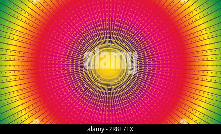 Vector rainbow colored tunnel background, optical fiber and digital data transmission. Basic illustration Stock Vector