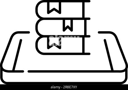 Digital library access. Stack of books on isometric smartphone. Pixel perfect, editable icon Stock Vector