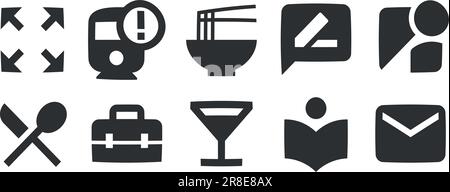 Set of 10 icons Image. Creative business solutions icon set. Simple Set. Linear icons set. Big UI icon set. UI and UX Stock Vector