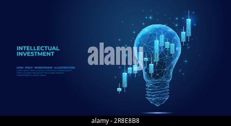 Vector illustration stock market candlestick and light bulb. Stock Vector