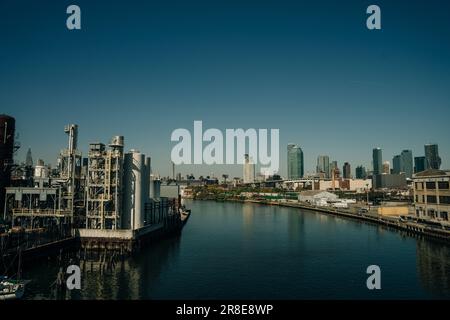 NEW YORK CITY - OCTOBER 2022 Looking at Manhattan skyline from Pulaski Bridge in Queens. High quality photo Stock Photo