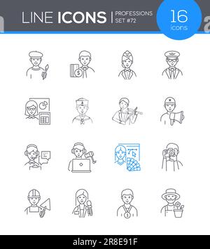 Professions - modern line design style icon set Stock Vector