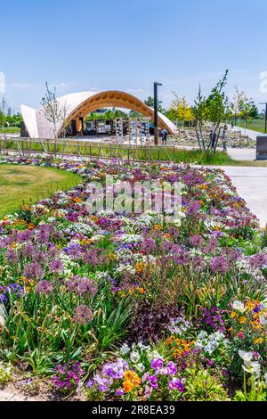 Mannheim, Germany - 26 May 2023: Federal horticulture and garden show, covering planting, and landscaping topics (Bundesgartenschau BUGA) Stock Photo