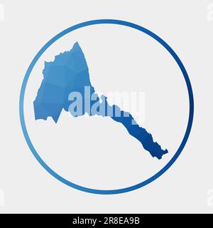 Eritrea icon. Polygonal map of the country in gradient ring. Round low poly Eritrea sign. Vector illustration. Stock Vector