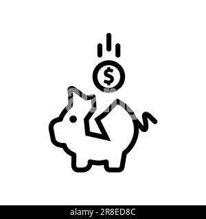 Piggy bank icon vector illustration isolated on white background. Saving flat pig stock illustration outline silhouette Stock Vector