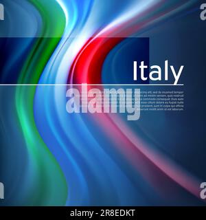 Italy abstract flag background. Blurred pattern of light colors lines of the italian flag in blue sky, business brochure design. State banner, italy Stock Vector