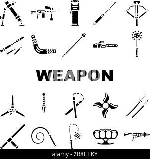 weapon war gun military icons set vector Stock Vector