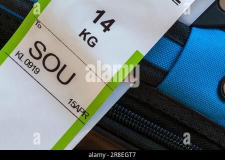 Klm royal dutch airlines luggage label hi-res stock