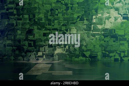 Green Product placement on Green color background, Display for cosmetic perfume fashion natural product, simple clean design, luxury minimalist mockup Stock Photo