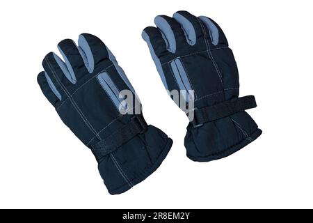 grey ski gloves isolated on white background Stock Photo